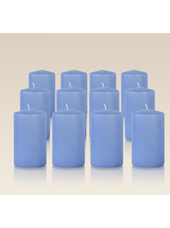 Pack de 12 bougies cylindres Bleu Arctique 6x10cm