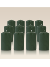 Pack de 12 bougies cylindres Vert sapin 6x10cm