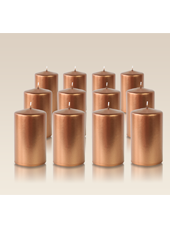 Pack de 12 bougies cylindres Bronze 6x10cm