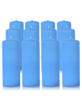 Pack de 12 bougies cylindres Bleu Turquoise 6x15cm