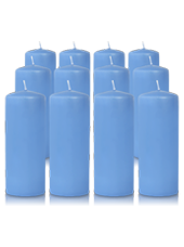 Pack de 12 bougies cylindres Bleu Arctique 6x15cm
