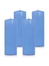 Pack de 4 bougies cylindres Bleu Arctique 7x21cm