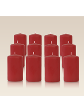 Pack de 12 bougies cylindres Carmin 6x10cm