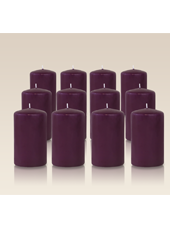 Pack de 12 bougies cylindres Prune 6x10cm