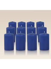 Pack de 12 bougies cylindres Bleu saphir 6x10cm