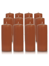 Pack de 12 bougies cylindres Caramel 6x15cm