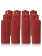 Pack de 12 bougies cylindres Carmin 6x15cm