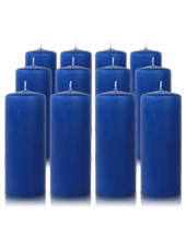 Pack de 12 bougies cylindres Bleu saphir 6x15cm