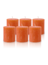 Pack de 6 Bougies Rustiques Orange 8x7cm