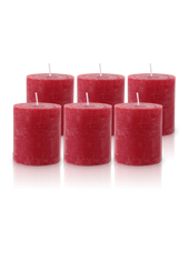 Pack de 6 Bougies Rustiques Rouge 8x7cm