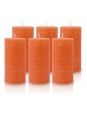 Pack de 6 Bougies Rustiques Orange 14x7cm