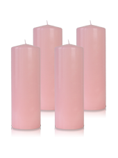 Pack de 4 bougies cylindres Rose 7x21cm