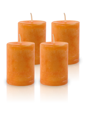 Pack de 4 Bougies Marbrées Orange 7x5cm