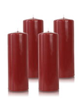 Pack de 4 bougies cylindres Bordeaux 7x21cm
