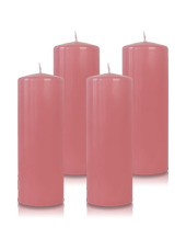 Pack de 4 bougies cylindres Vieux rose 7x21cm
