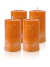 Pack de 4 Bougies Marbrées Orange 13x7cm