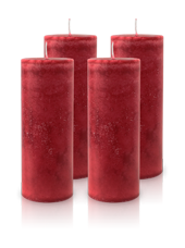 Pack de 4 Bougies Marbrées Rouge 18x7cm