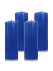 Pack de 4 bougies cylindres Bleu saphir 7x21cm