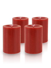 Pack de 4 bougies cylindres premium Rouge 7x10cm