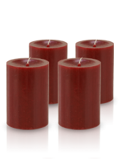 Pack de 4 bougies cylindres premium Rouge carmin 7x10cm