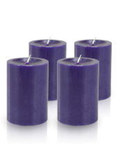 Pack de 4 bougies cylindres premium Violet aubergine 7x10cm