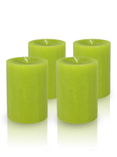Pack de 4 bougies cylindres premium Vert kiwi 7x10cm