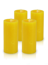 Pack de 4 bougies cylindre premium Jaune 7x15cm