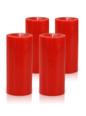 Pack de 4 bougies cylindre premium Rouge 7x15cm