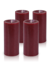 Pack de 4 bougies cylindre premium Rouge carmin 7x15cm