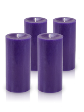 Pack de 4 bougies cylindre premium Violet aubergine 7x15cm