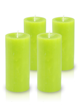 Pack de 4 bougies cylindre premium Vert kiwi 7x15cm