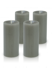 Pack de 4 bougies cylindre premium Gris 7x15cm