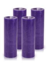 Pack de 4 bougies cylindre premium Violet aubergine 7x20cm